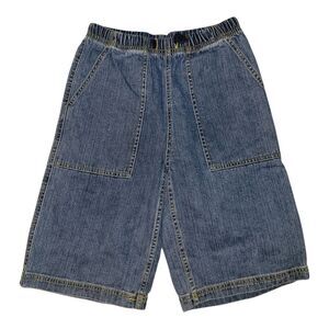 Hanna Andersson Sz 10 140 Denim Long Jean Blue Shorts Elastic Waistband Boys